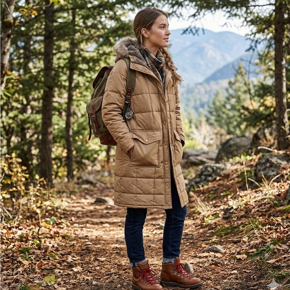 Montgomery Ward Jackets & Blazers - Vintage Montgomery Ward Tan Quilted Parka Puffer Jacket